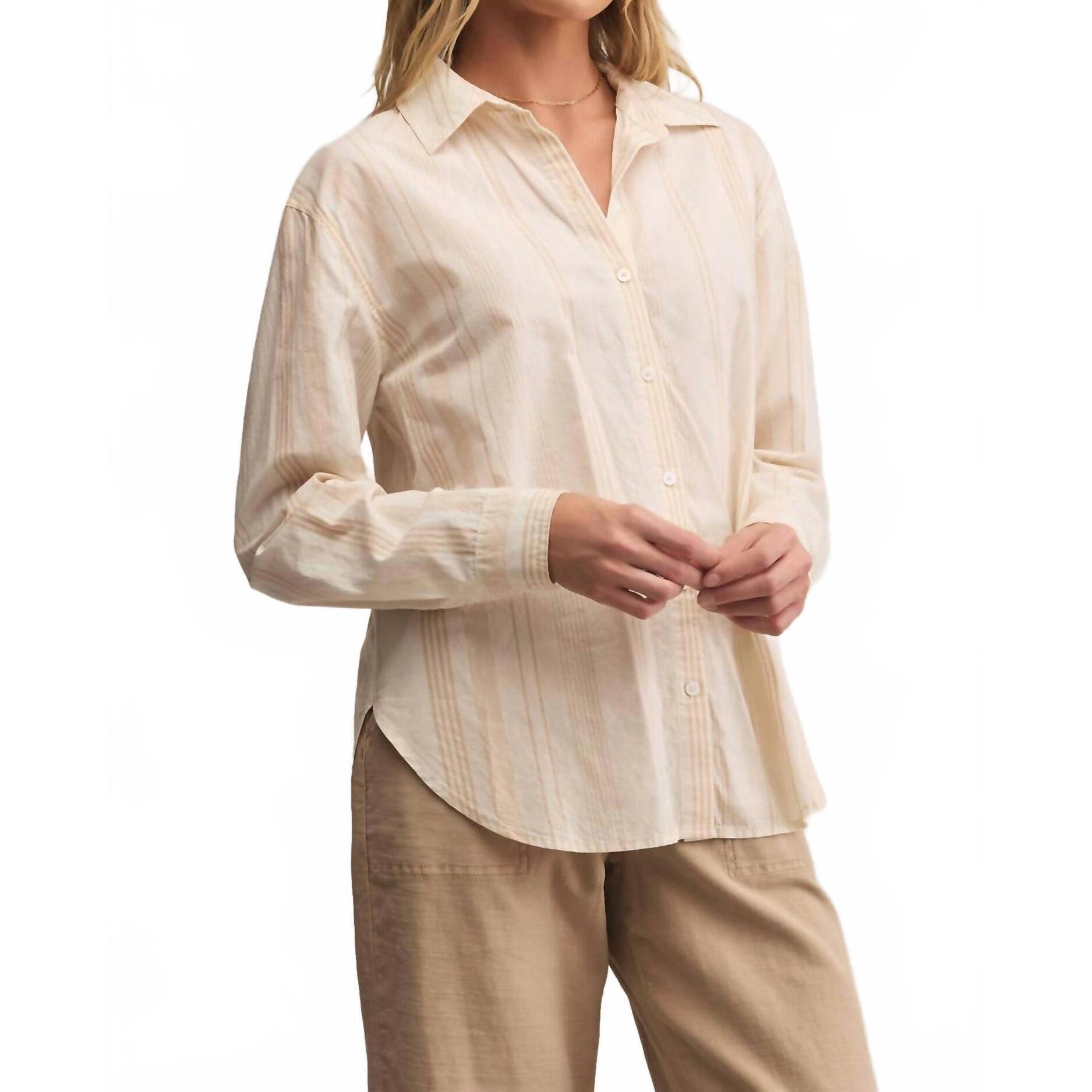 New Z Supply Seaport Striped Shirt In Biscuit